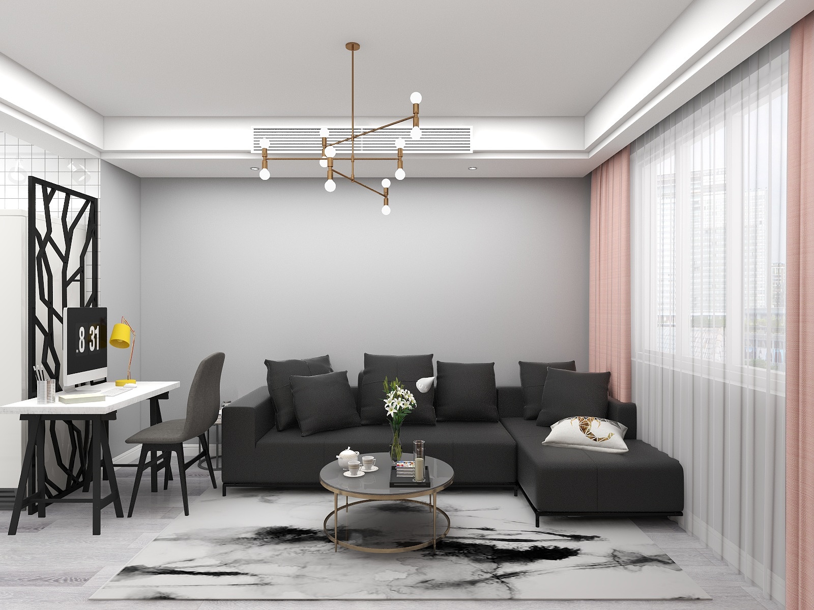 100元设计方案-92㎡现代简约风格两室装修效果图