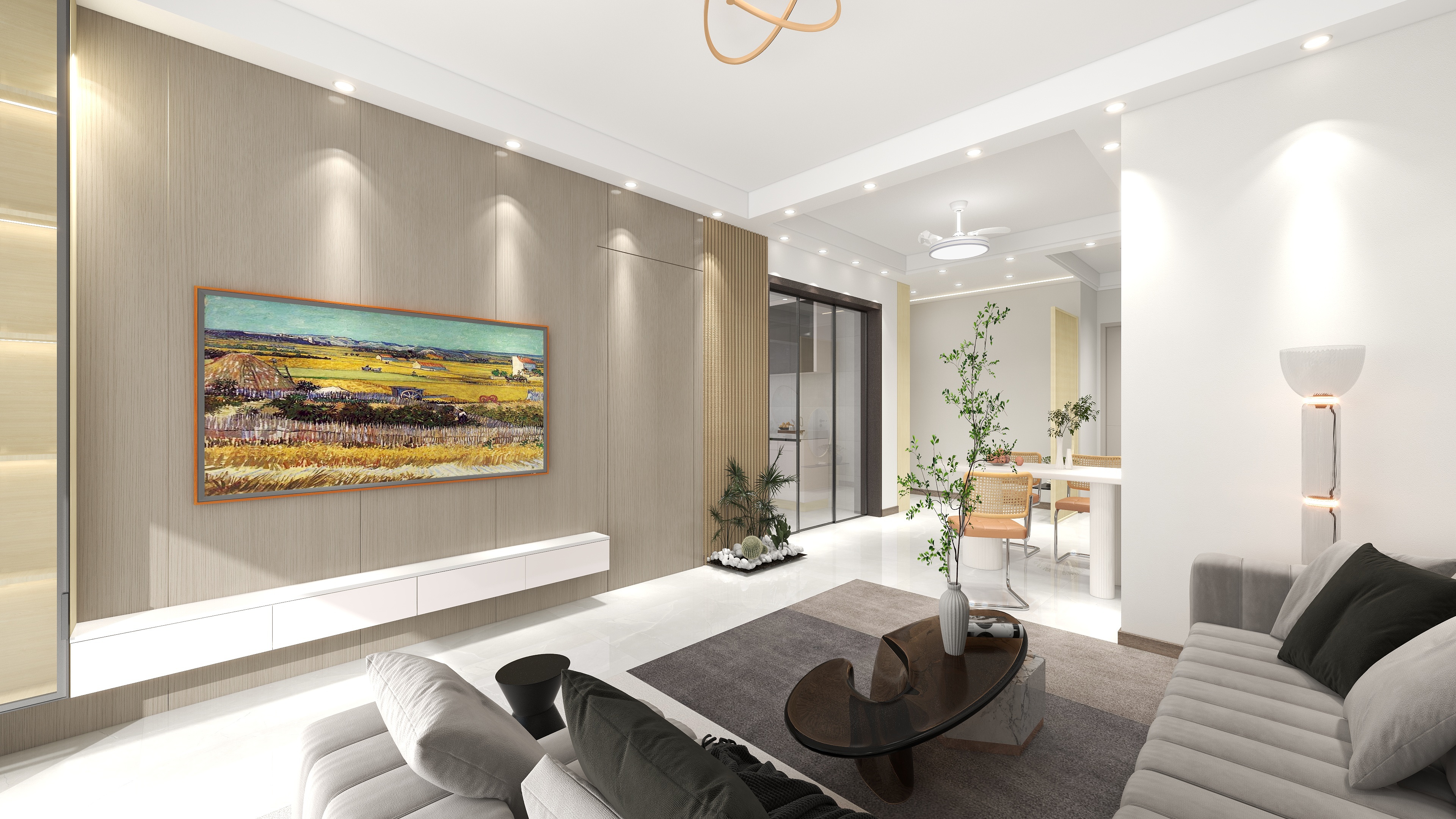 平行室内设计-简约风104m²3室装修效果图