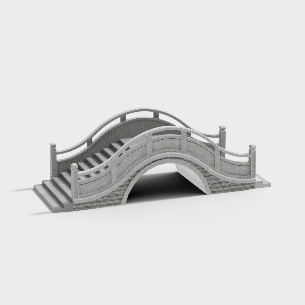 景区仿古小桥3D模型