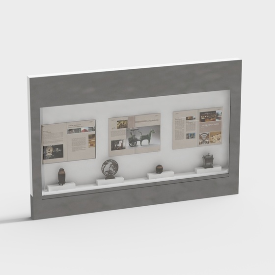 Gray Exhibition Hall Display Cabinet 3D Model