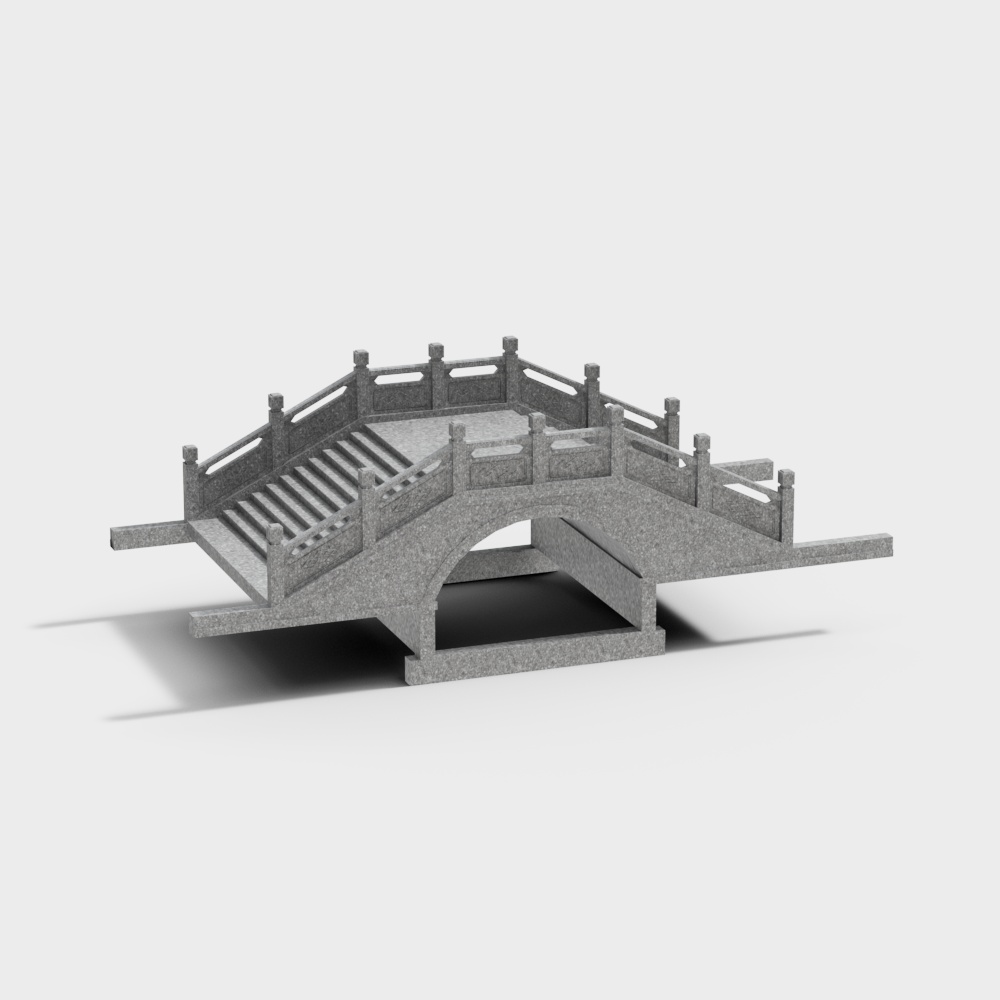 景点仿古小桥3D模型