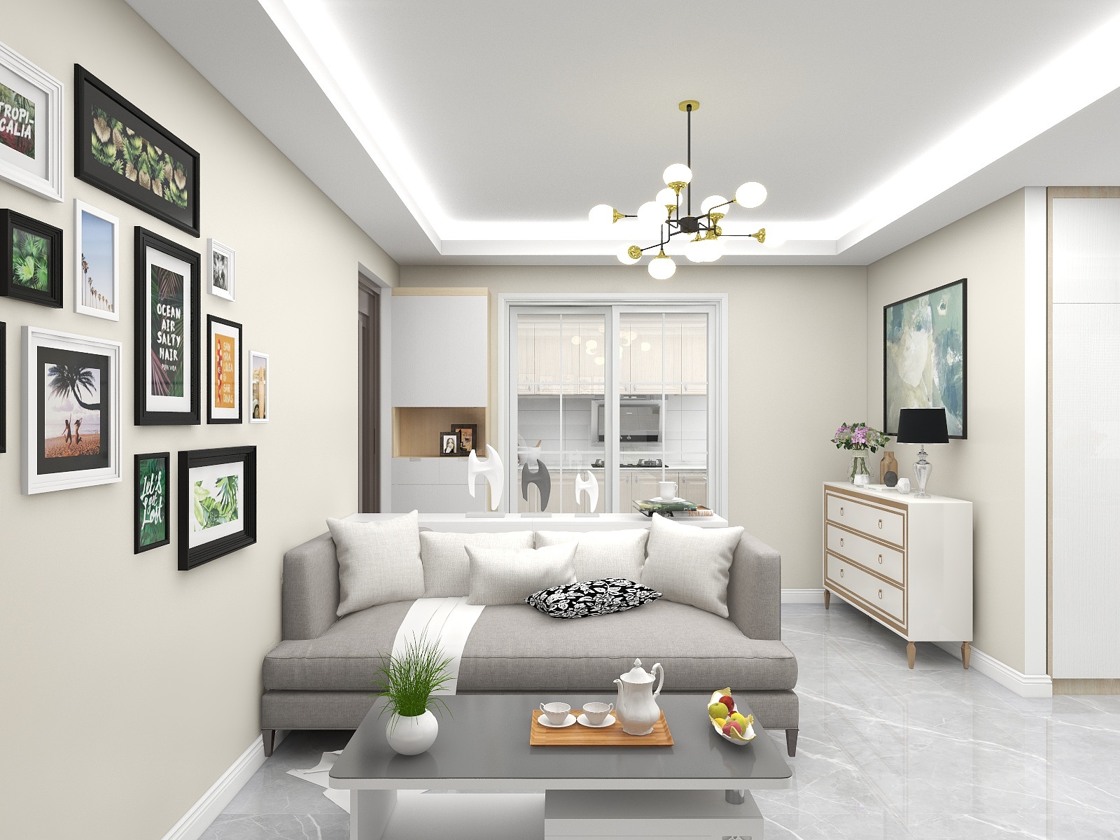 100元设计方案-126平米现代简约风格两室装修效果图