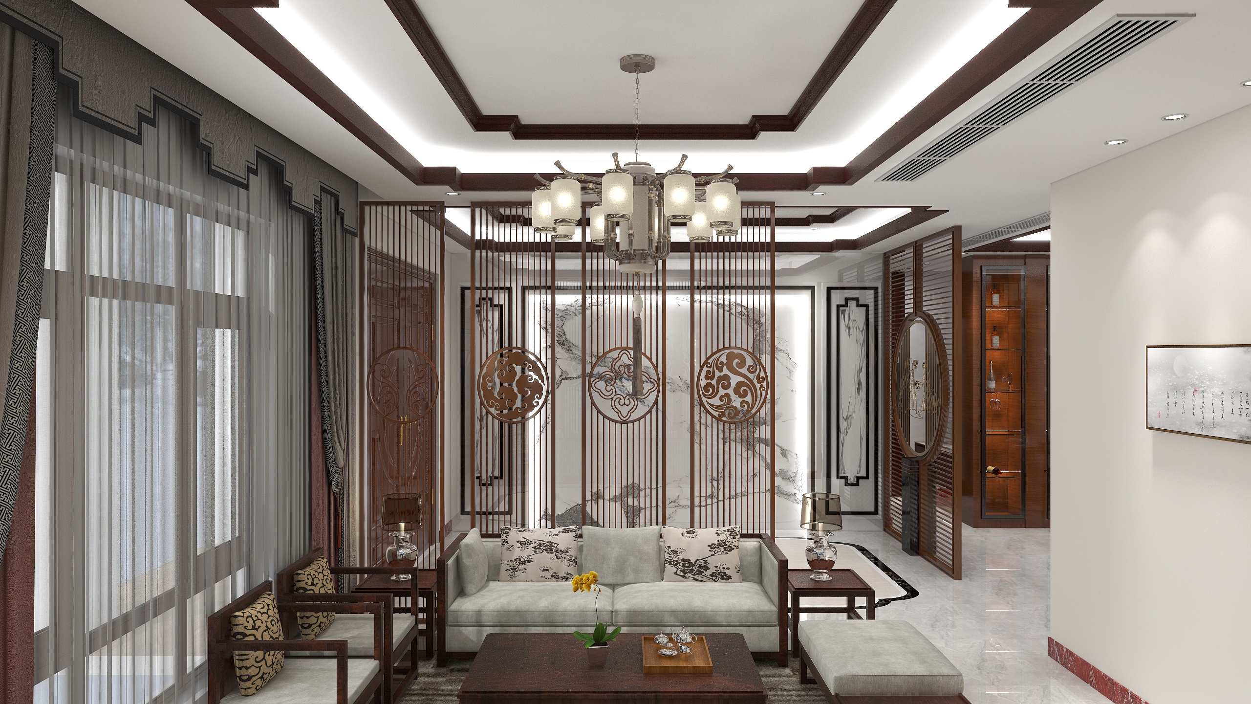 小胡设计-潜山黄埔镇170㎡农村别墅一楼3室装修效果图