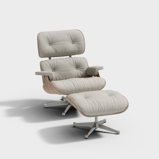Recreational Lounge Chair 3D Model in Beige