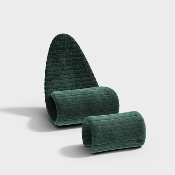 Modern Lounge Chair 3D Model in Green Finish
