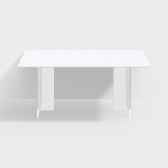 White Floating Dining Table Rock Slab 3D Model