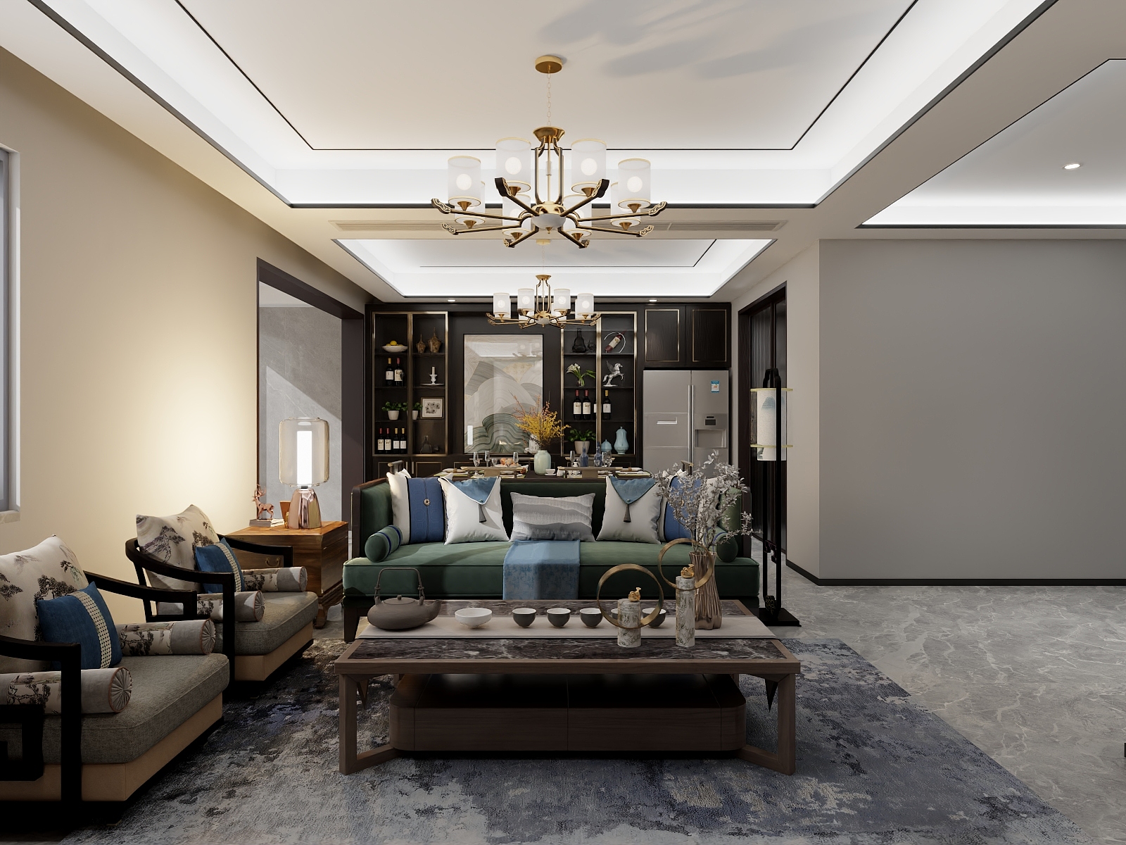 湛智华-新中式复式216平4房装修效果图