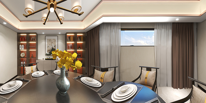 七月装饰设计部-接待包房效果图-装修设计方案