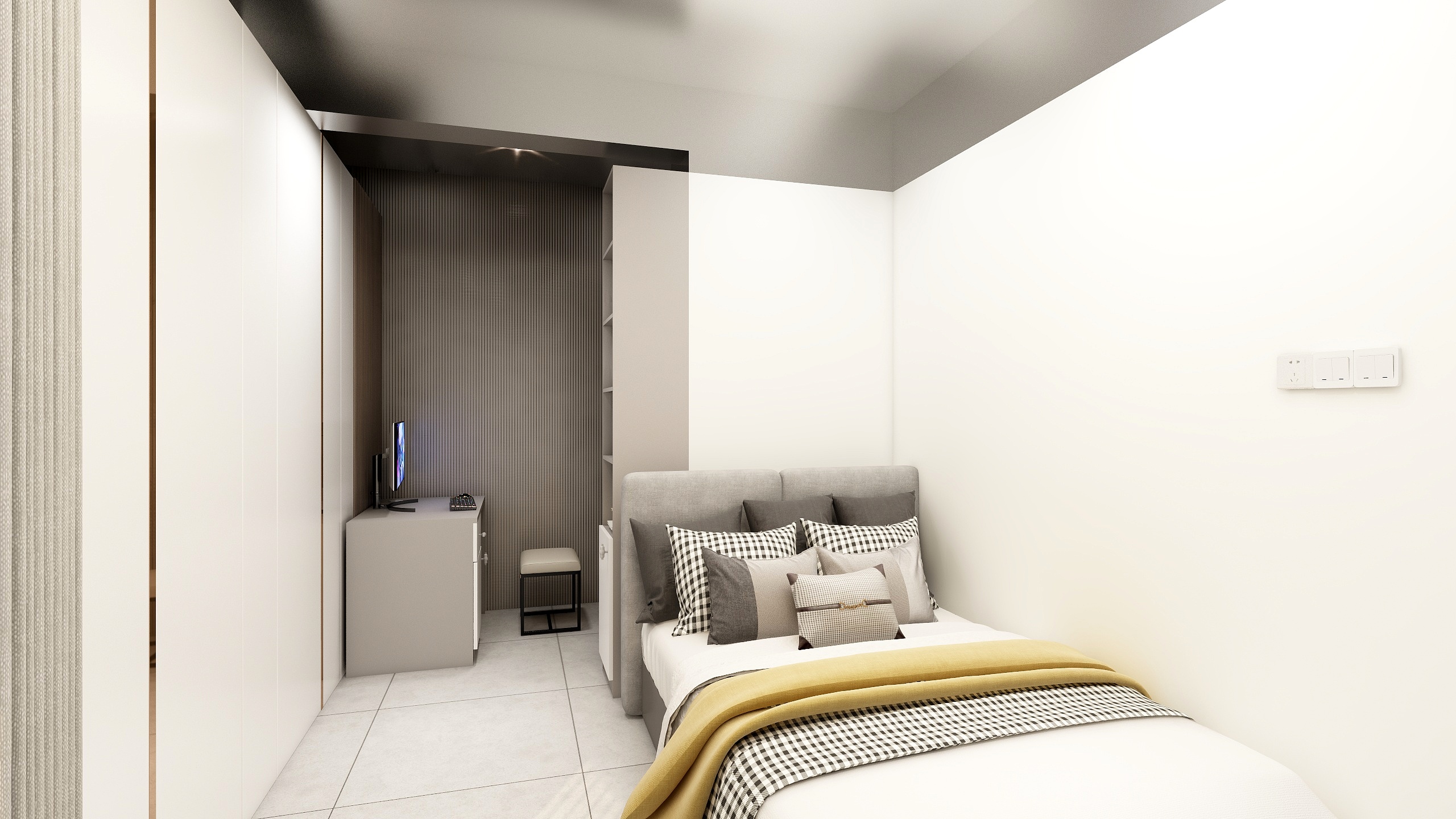 慧彬设计-18平现代简约卧室-装修设计方案