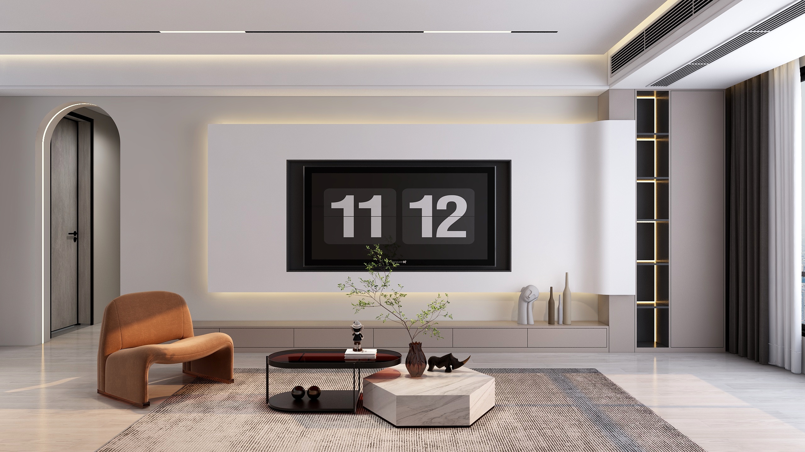 5ffji-家装-奶油风客厅-装修设计方案