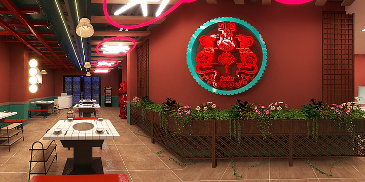 济南章丘加盟店-火锅店3-装修设计方案
