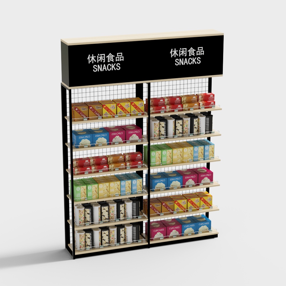 超市零食靠墙货架