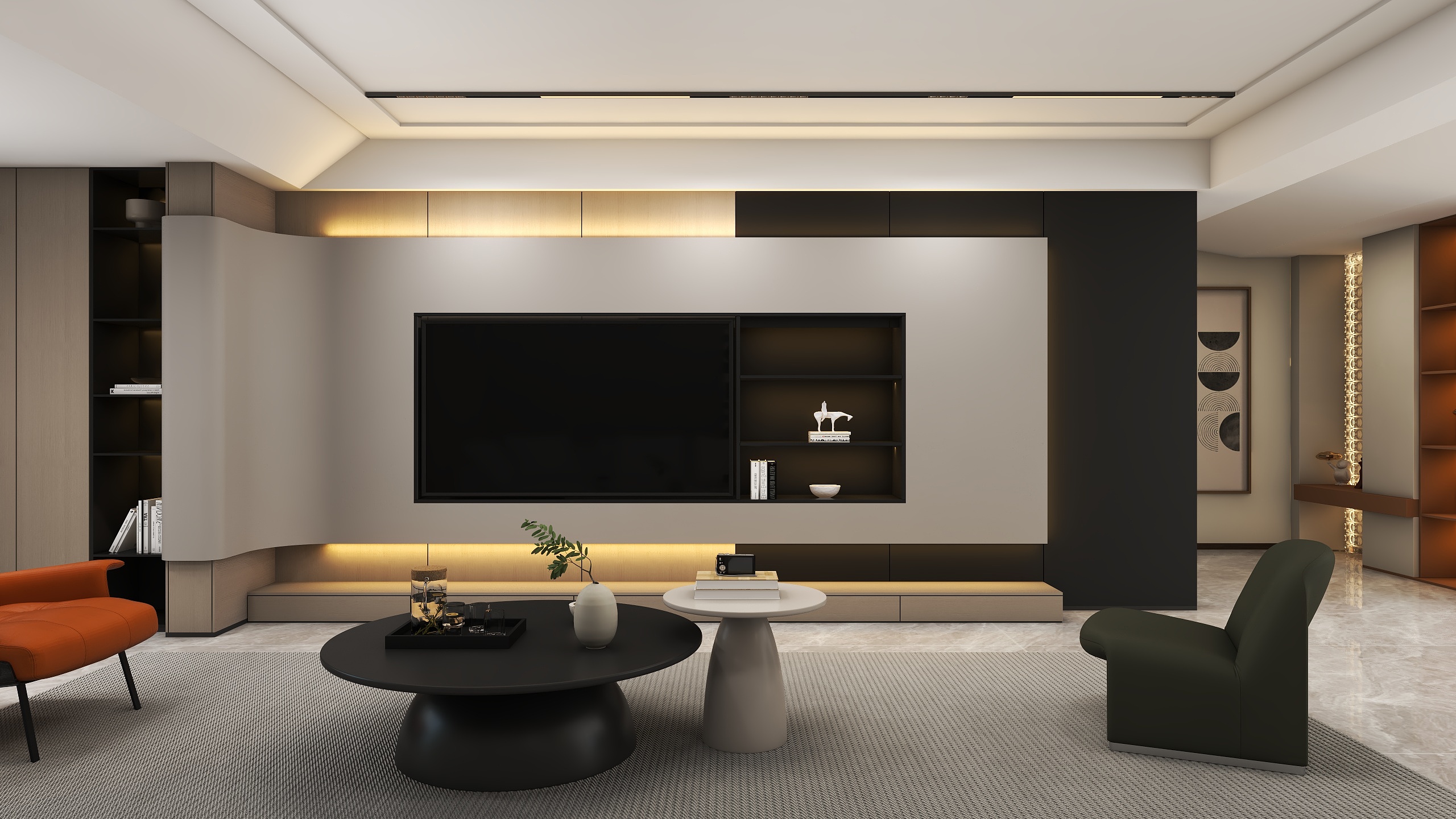 任桂辉-233平现代奶油风-装修设计方案