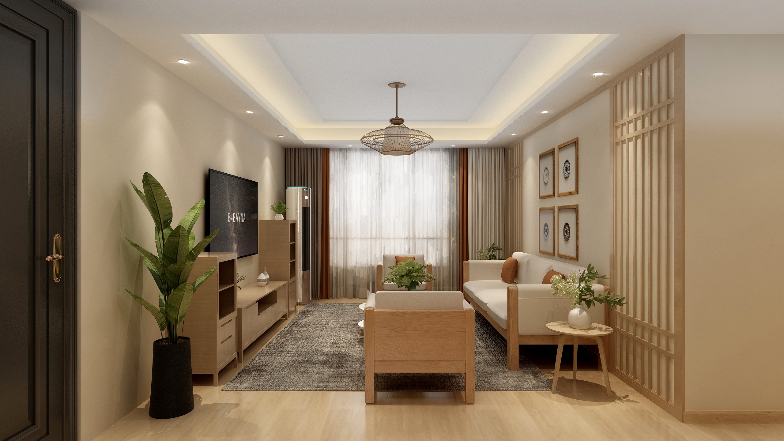 连瑞雪-130m²日式原木三居室装修效果图