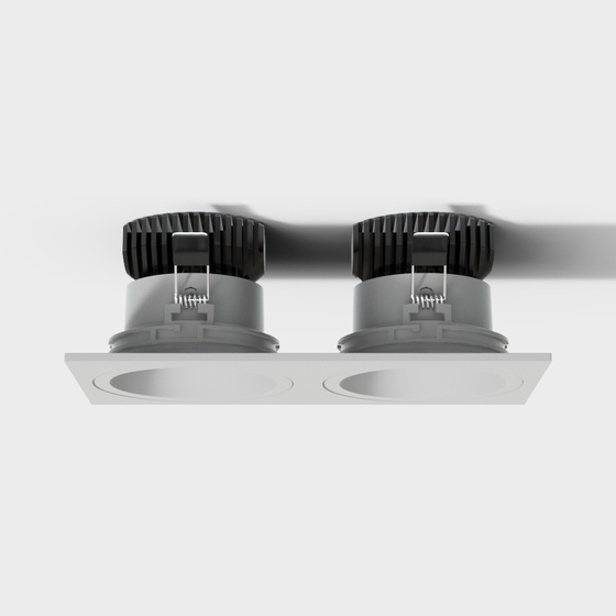 Modern White Double-Ended Downlight 3D Model in Gray