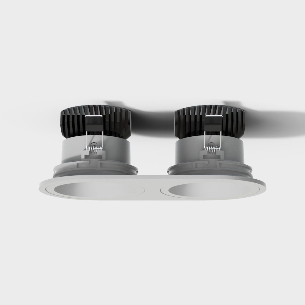现代白色双头筒灯3D模型