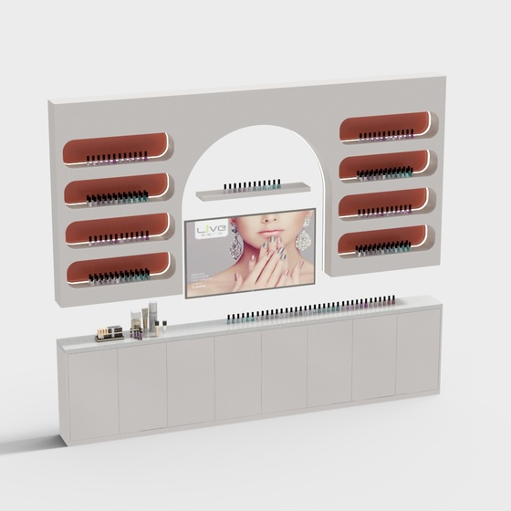 Nail Salon Decorative Wall 3D Model in Brown Finish