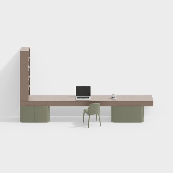 Green Modern Children's Desk and Chair Combination 3D Model