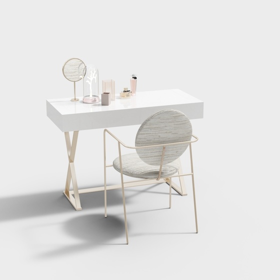 Practical Gray Nail Salon Tables and Chairs 3D Model
