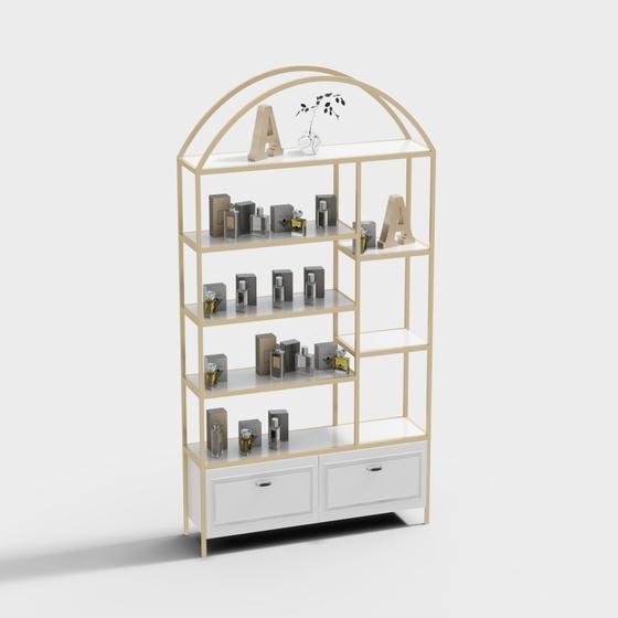 Black and Brown Nail Salon Display Cabinet 3D Model