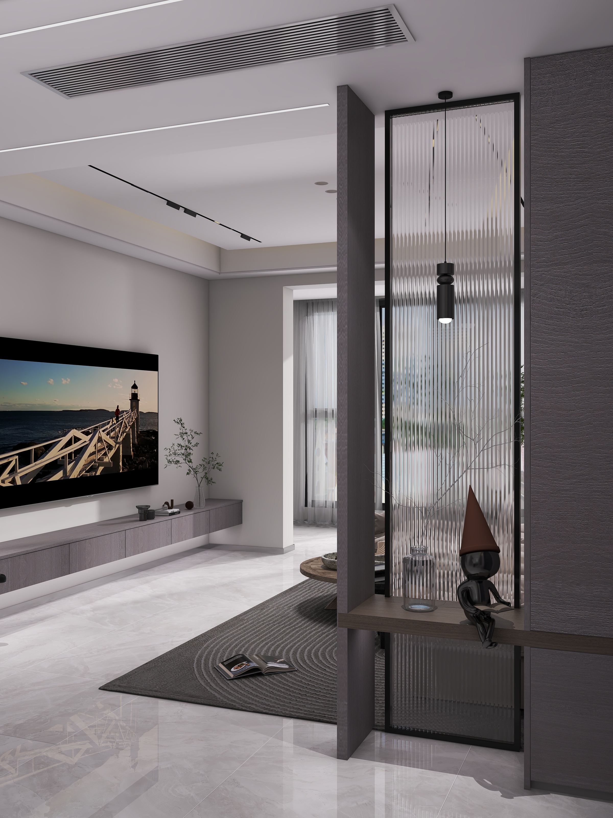 晓雨木作-公园壹号院118㎡3室装修效果图