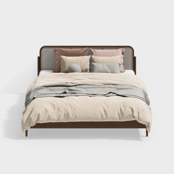 Rustic Minimalist Style Double Bed