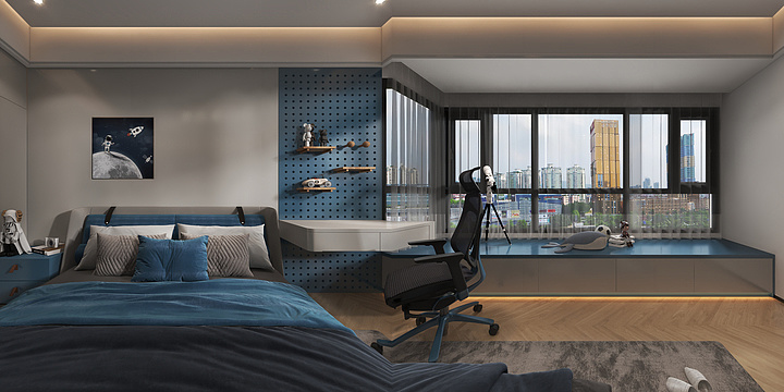 全案整装设计-王工-男孩房效果图-装修设计方案