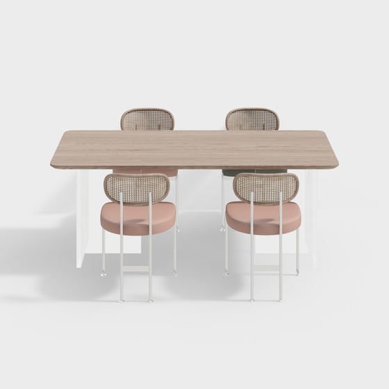 Rustic French Country Dining Table and Chair Set 3D Model