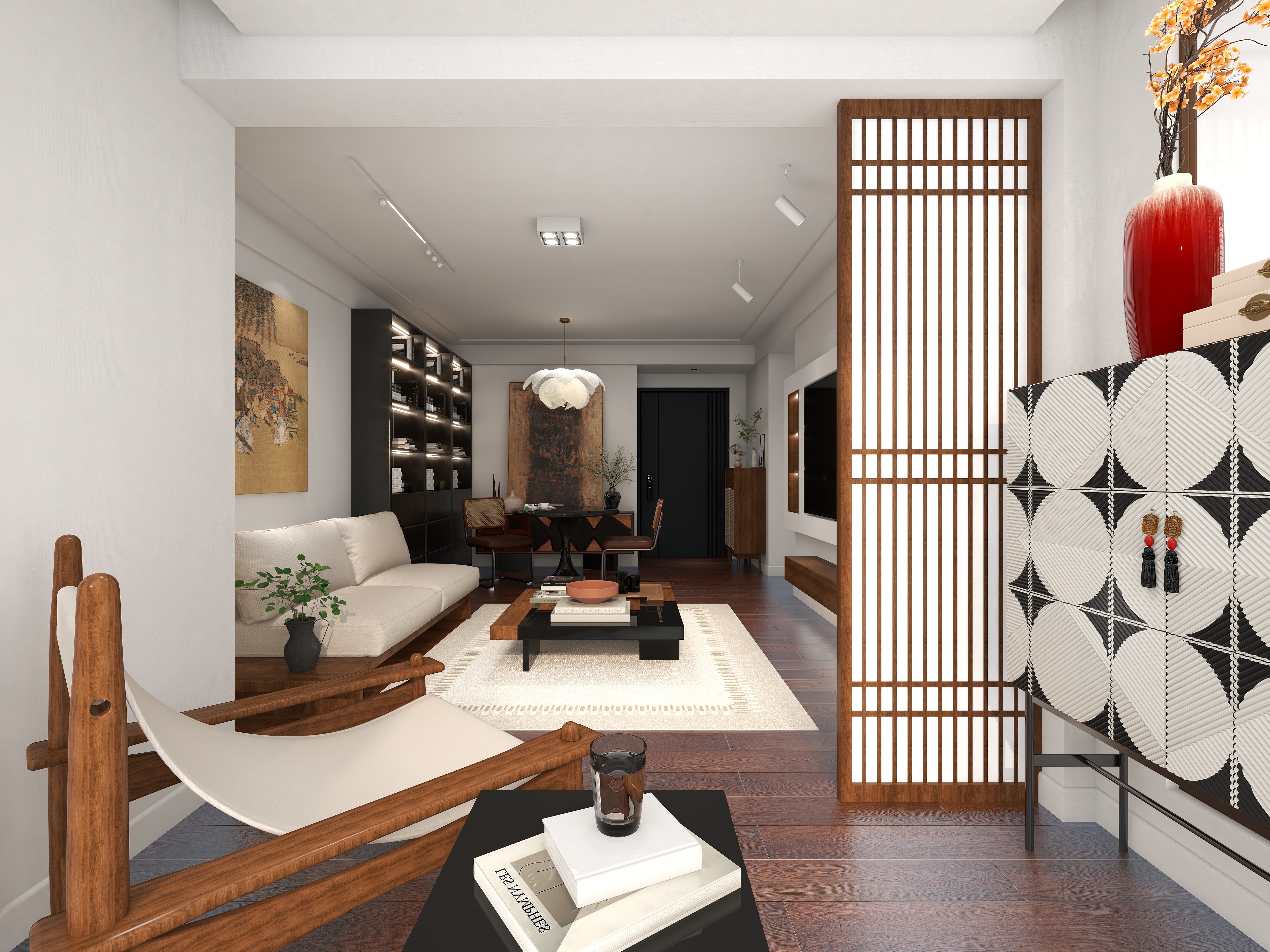 陈辉-82平方一居室中古风设计装修效果图