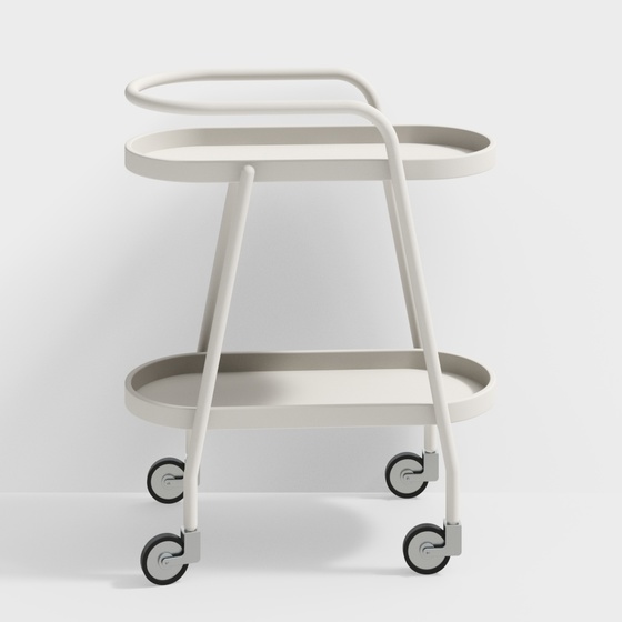 Modern Small Trolley Shelf 3D Model in Beige