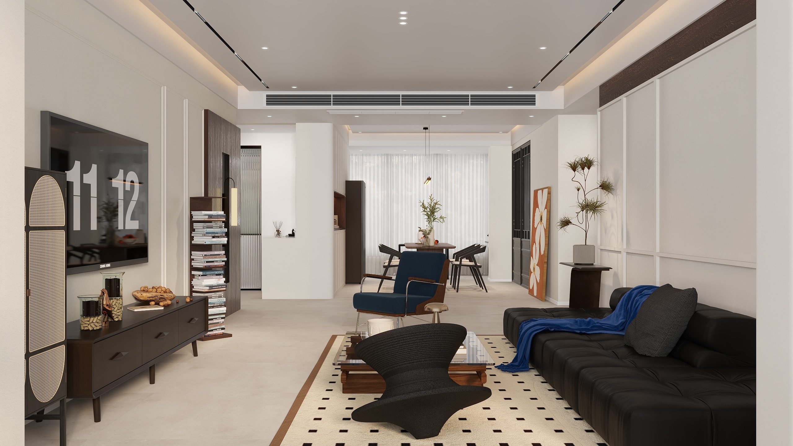 定北北-奶油中古风120平（带灯光）-装修设计方案