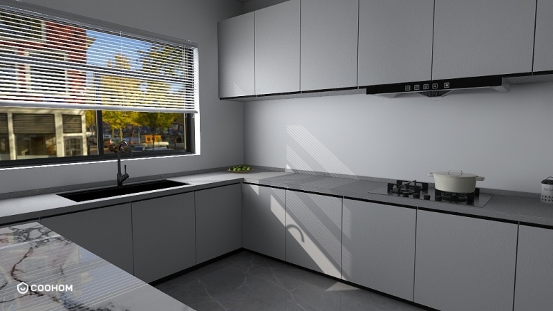 Modern Gray Kitchen with Minimalist Design
