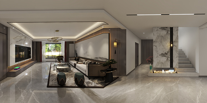 效果图表现I-别墅 新中式-装修设计方案