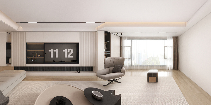 慕唐盛世-贺翔-现代奶油风客厅-副本-装修设计方案