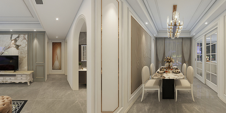 星芒设计-125㎡3室现代美式轻奢-装修设计方案