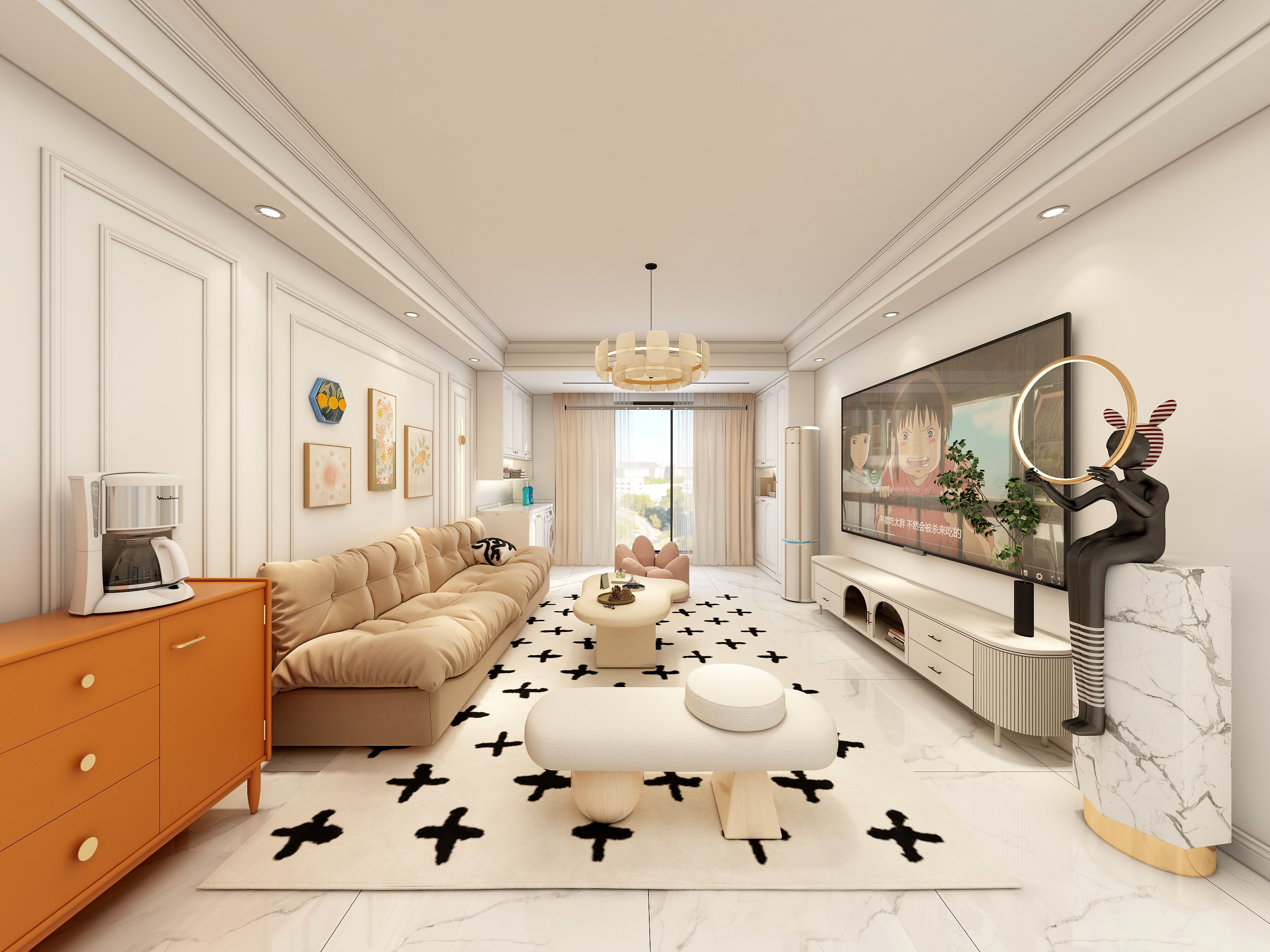 何宗建-《流水馨城》102平简约奶油三居-装修设计方案