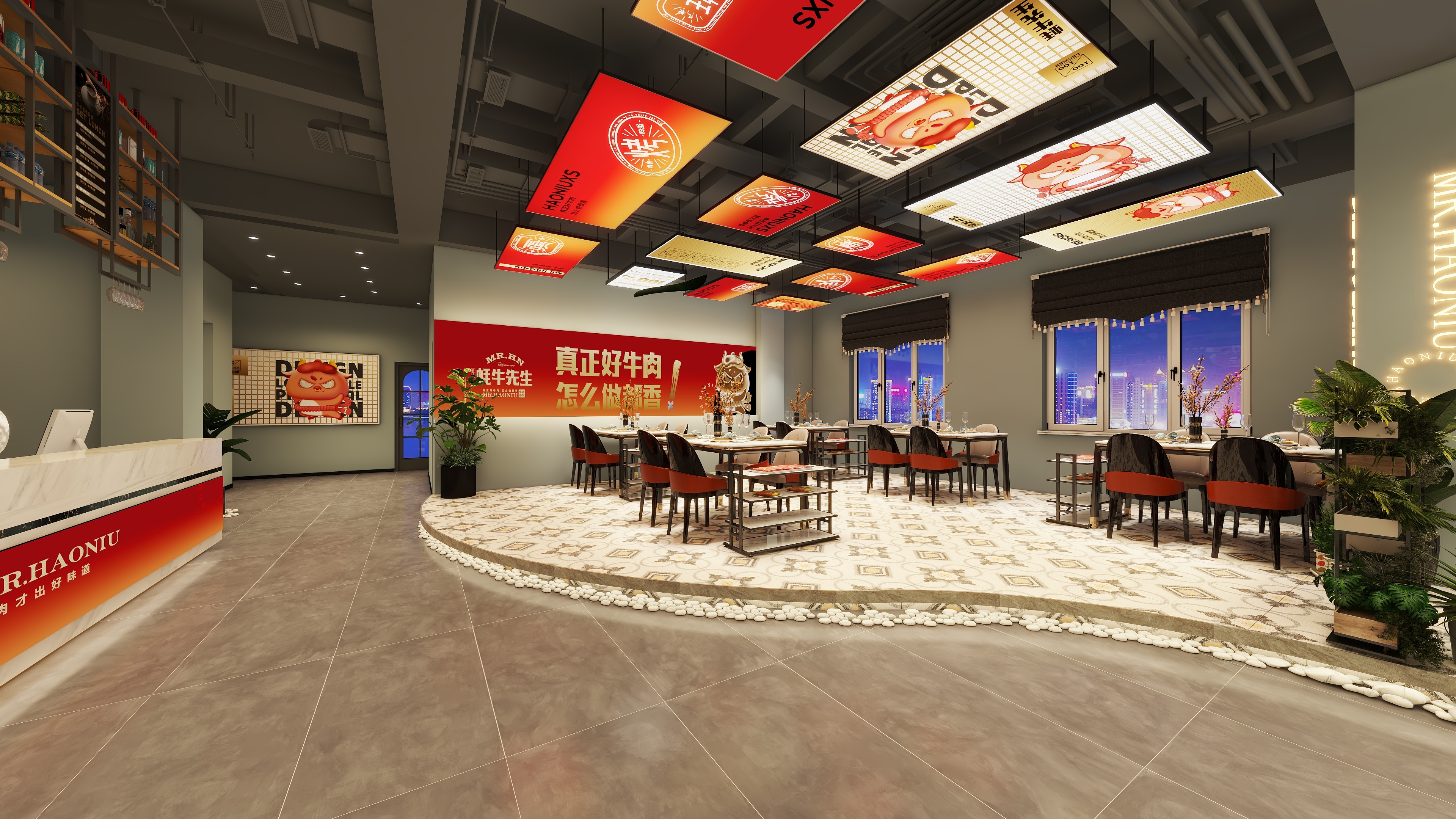 孔祥会-350平烤肉设计方案-装修设计方案