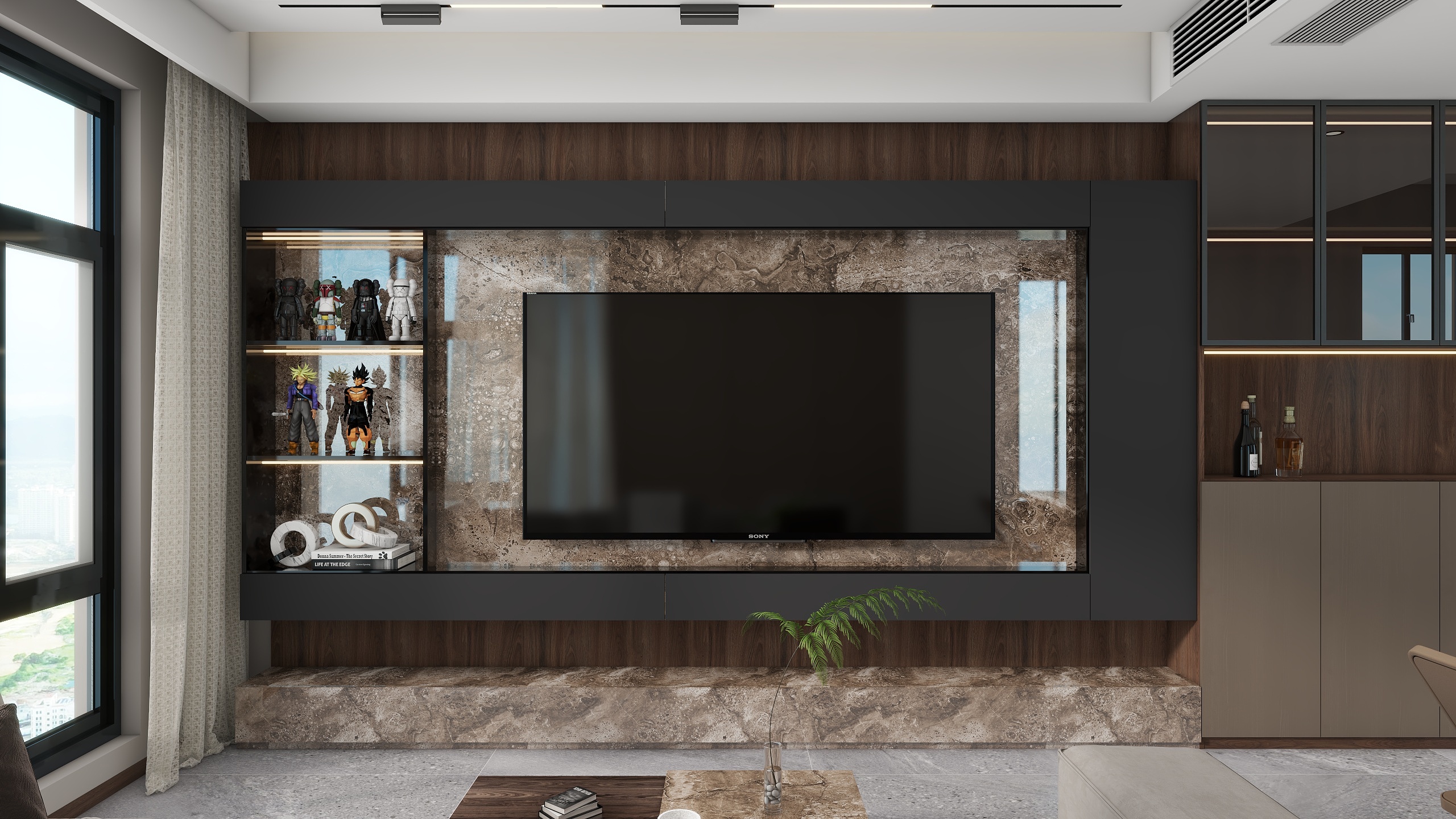 李青越-55方轻奢风客餐厅装修效果图