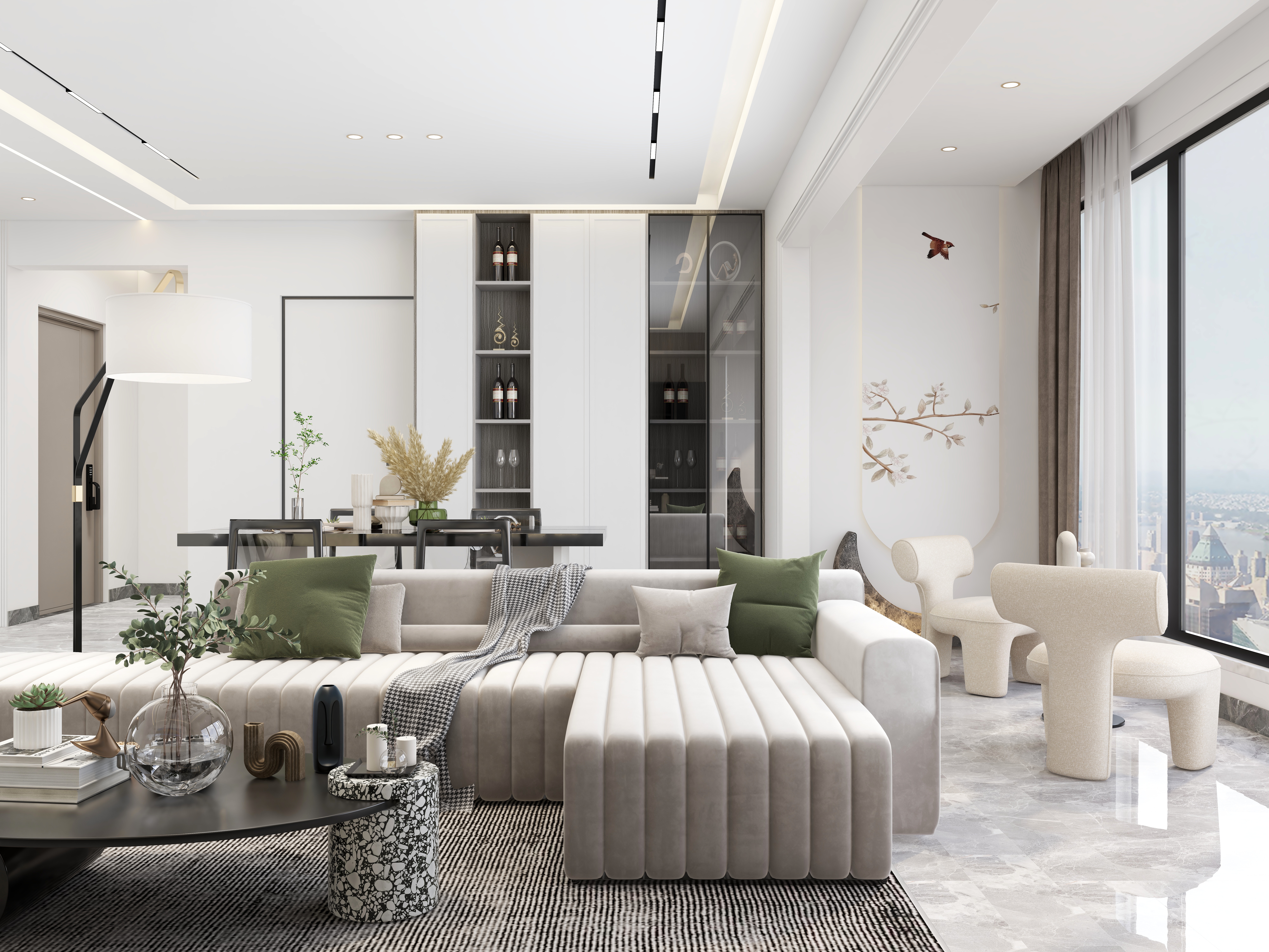 余键朋-不染丨现代风126m²平层-装修设计方案