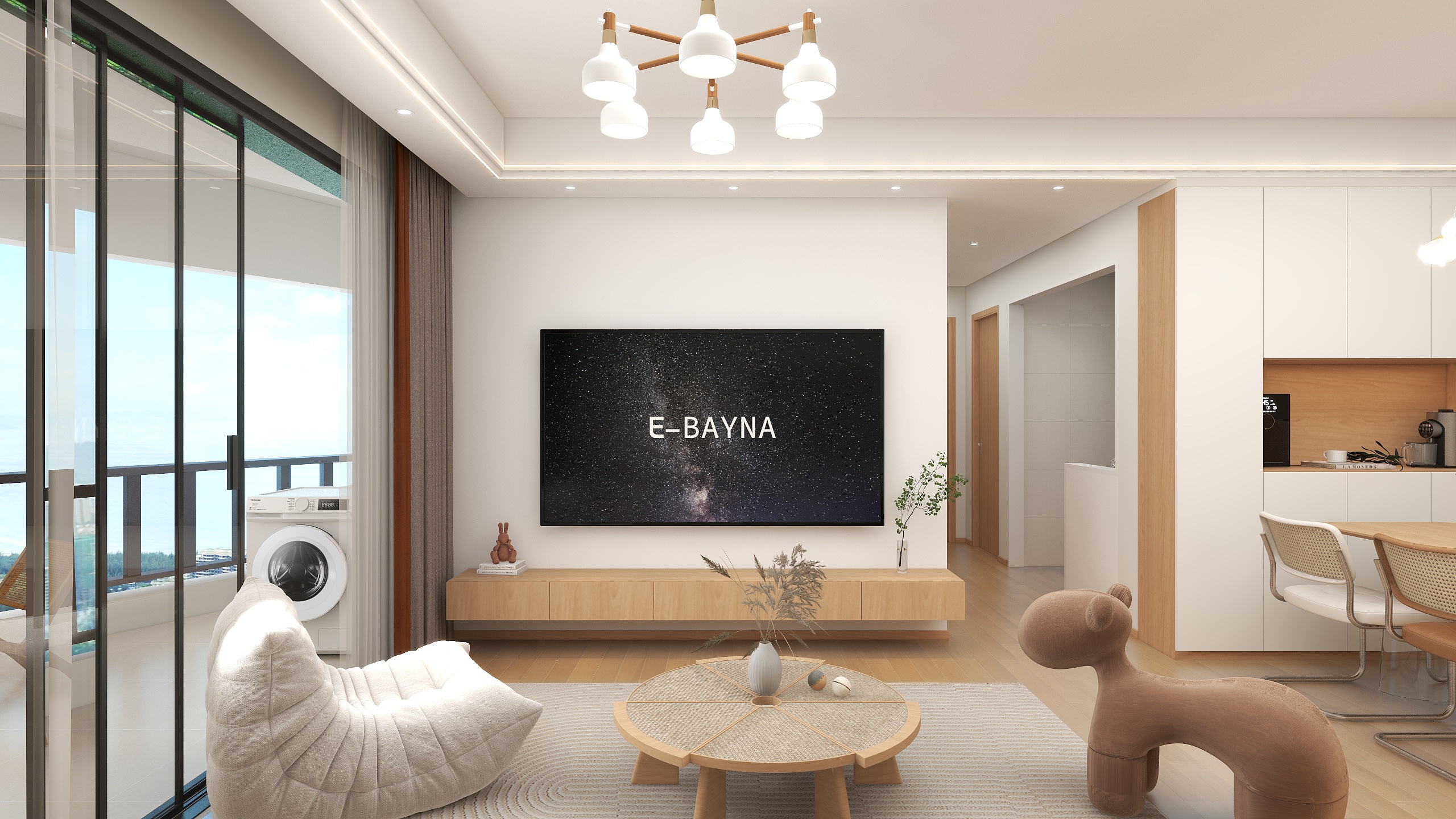 李青越-100平原木风三居室装修效果图