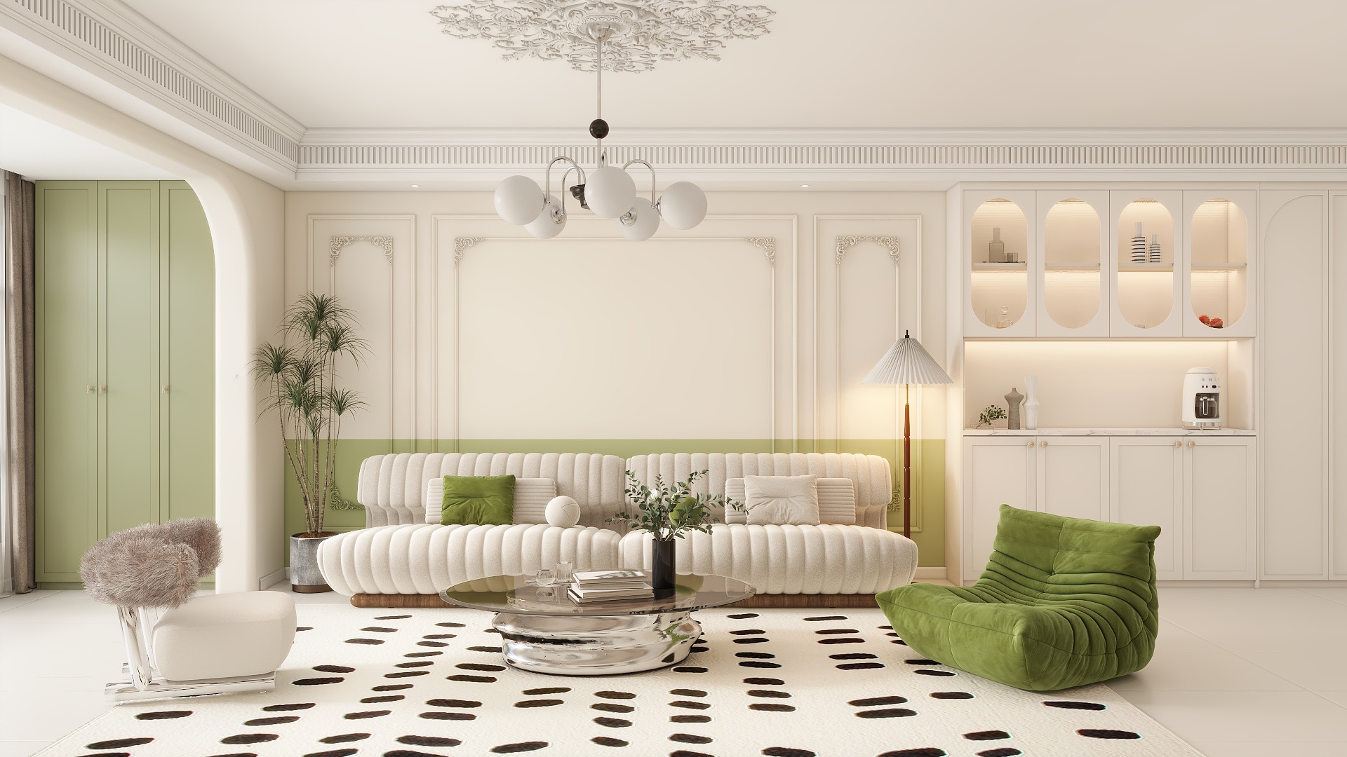 慕夜笙-法式奶油风客厅-副本-装修设计方案