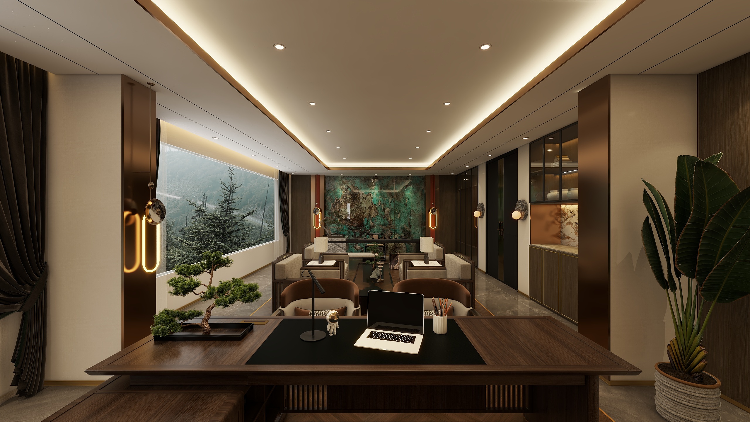 设计丶空间-轻奢新中式办公室-装修设计方案