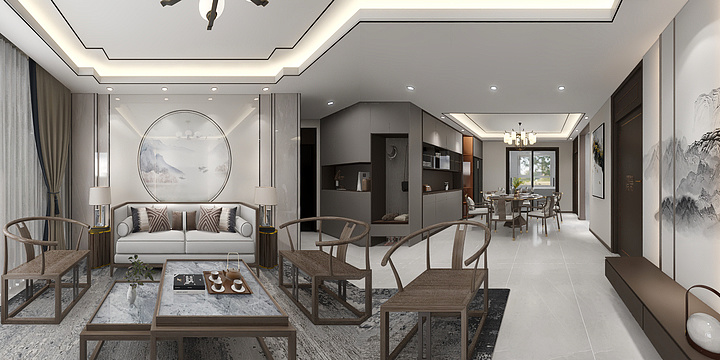 室内设计狐-新中式梁山龙城公馆115-装修设计方案