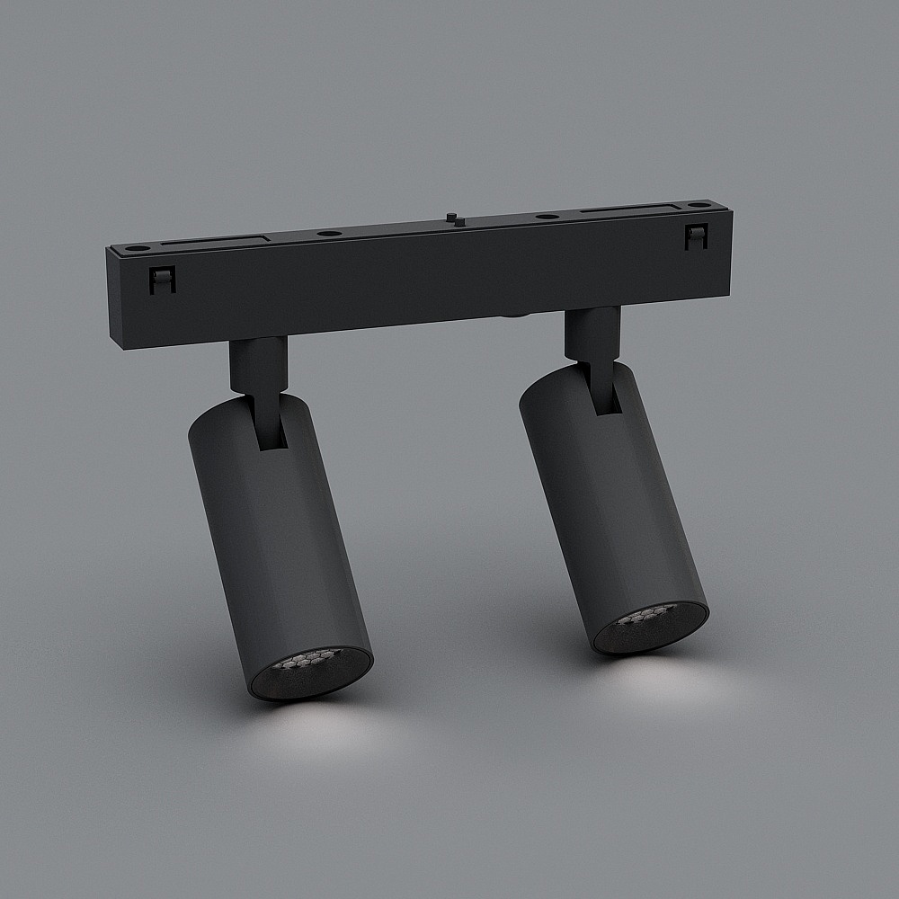 锋磁天下双头射灯2*6W3D模型