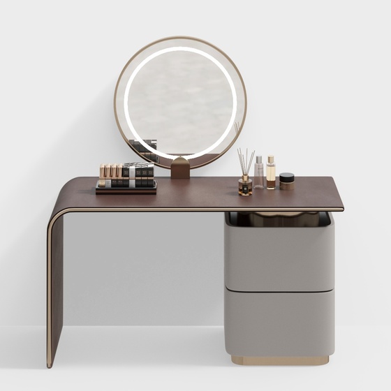 Modern round mirror dressing table