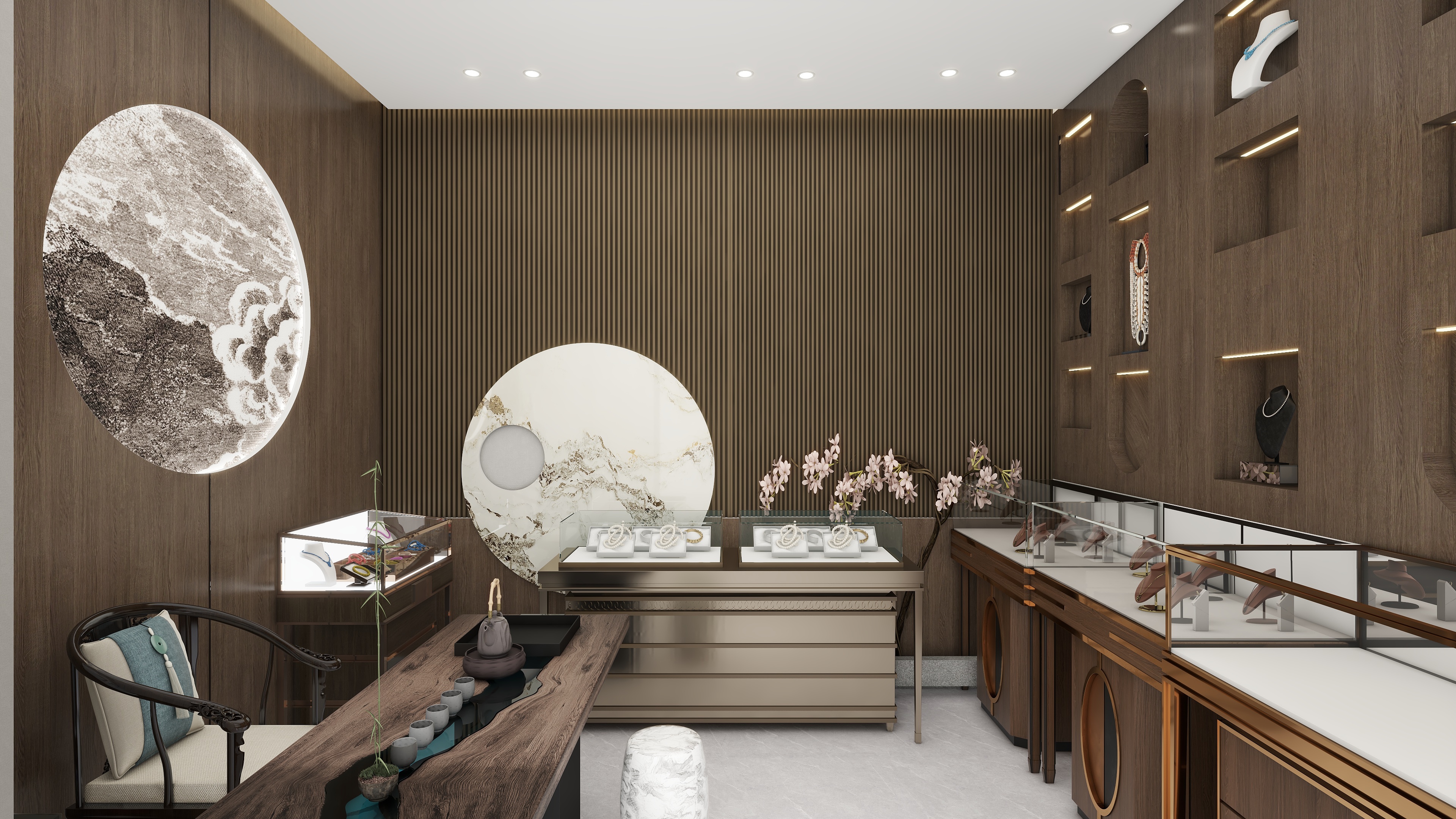 星空设计500一套-新中式玉器专卖店装修效果图