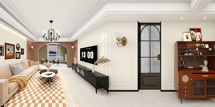 平行室内设计-步阳华府-法式中古风-装修设计方案