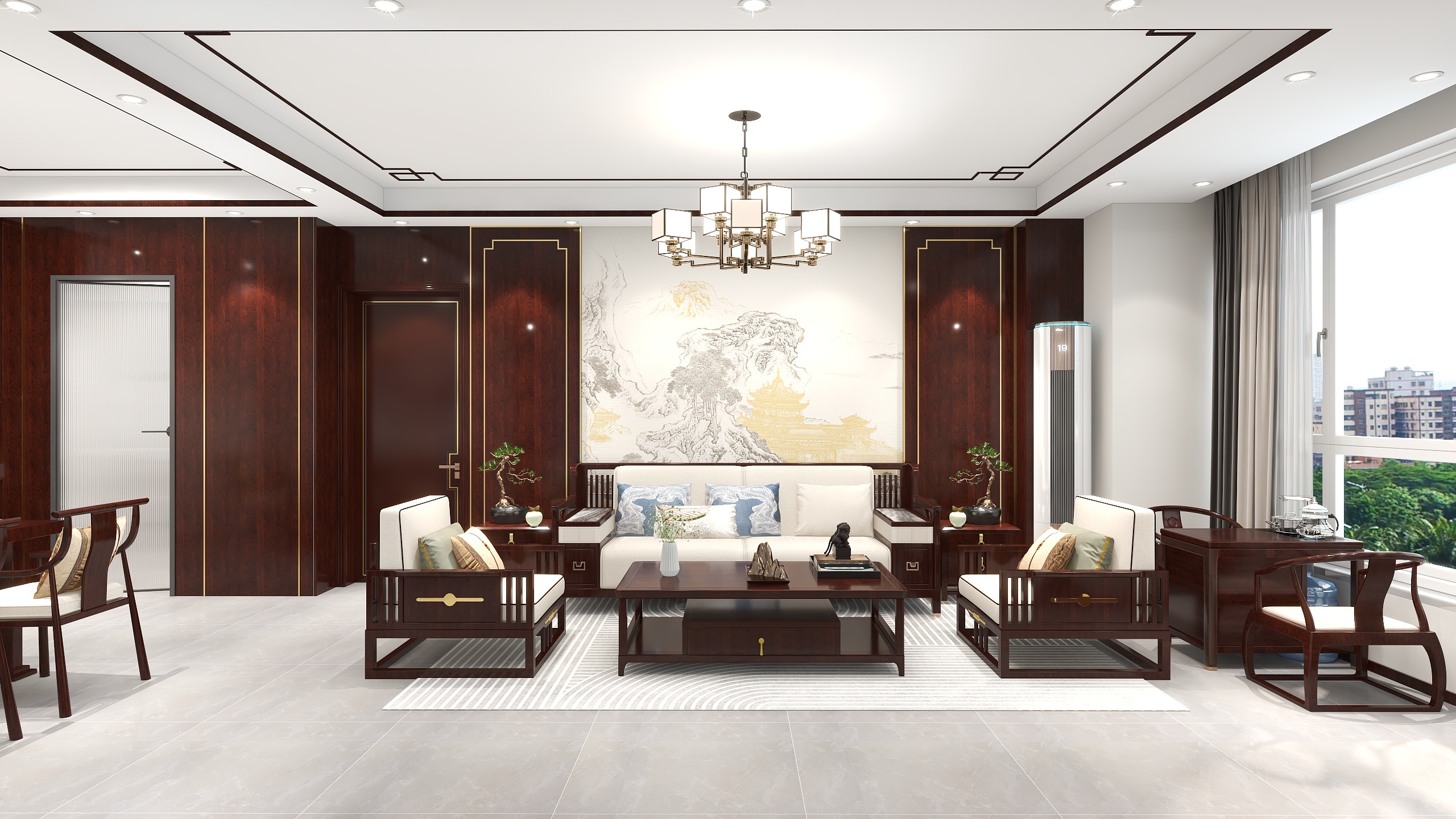 设计师同乐-新中式复古104㎡3室装修效果图