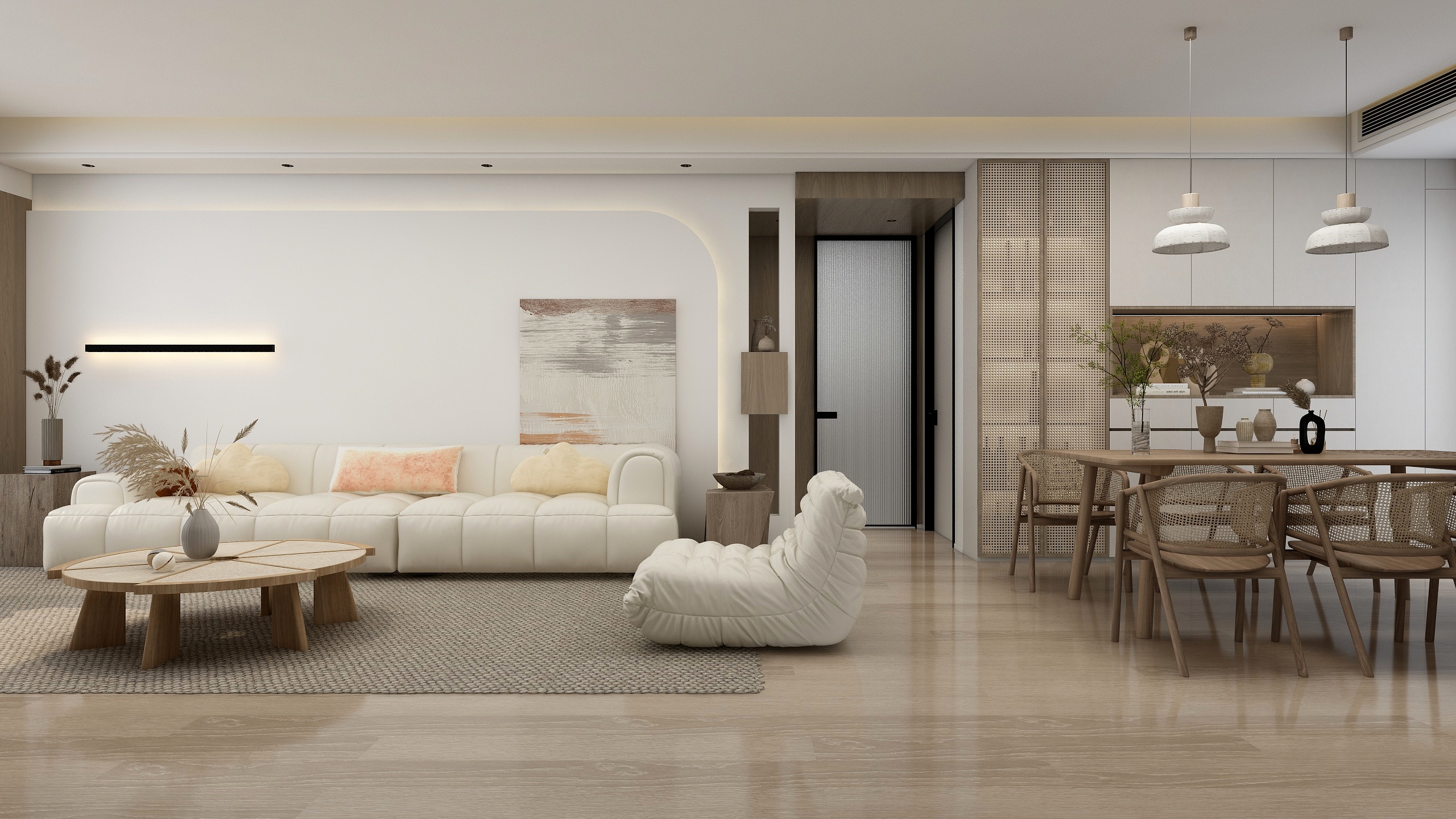 张煜强煜境设计-154平米混搭原木四房装修效果图