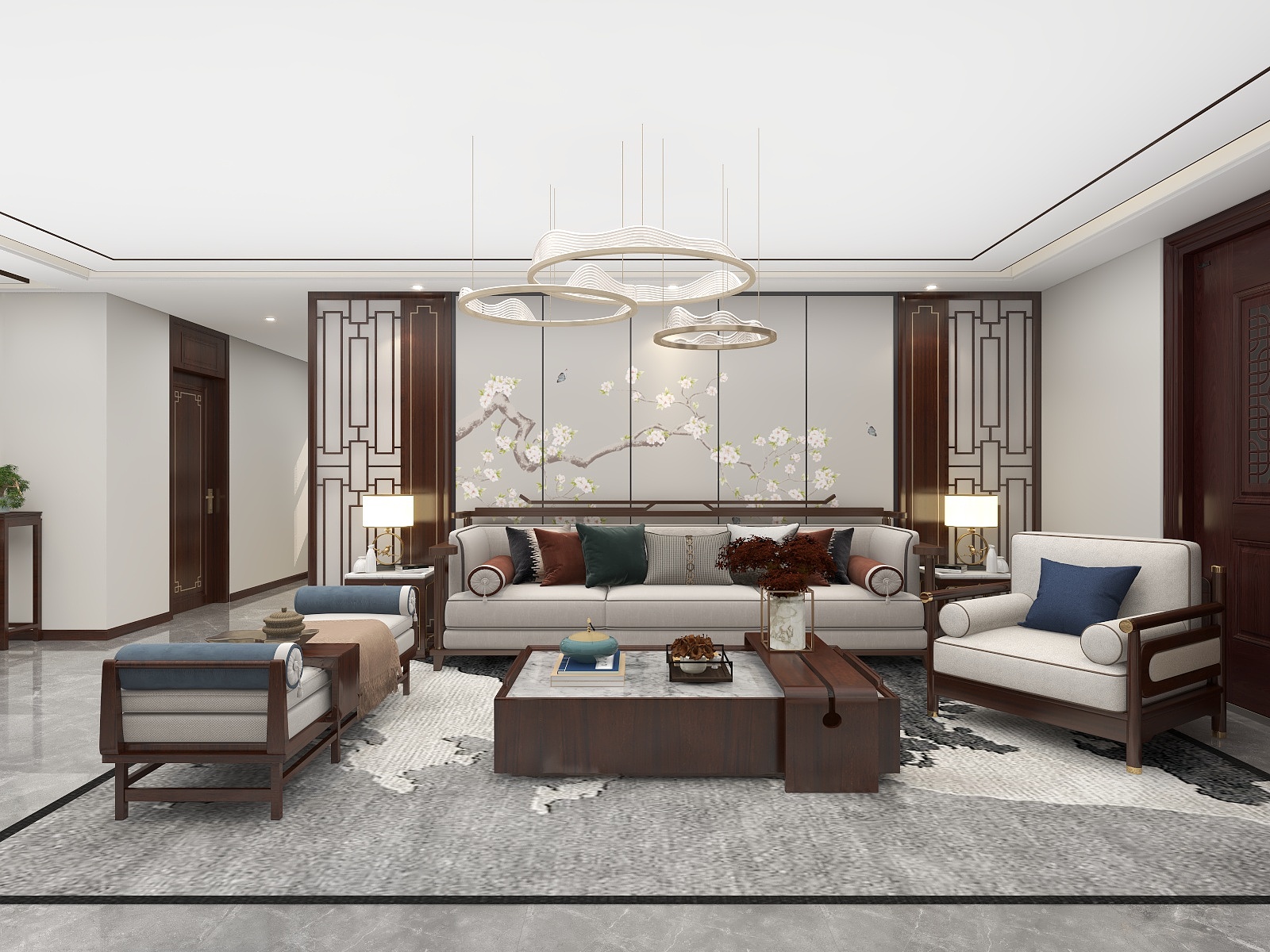 吴爽-新中式风格三室设计装修效果图